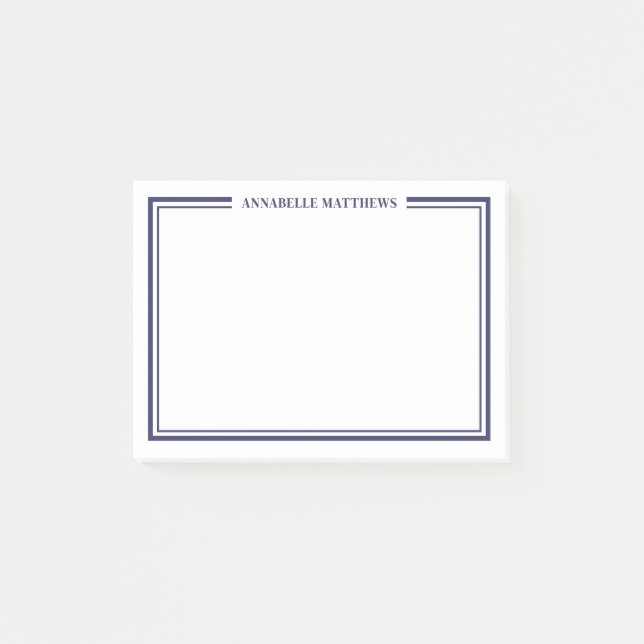 Navy Blue Minimalist Monogram Post-it Klebezettel (Vorderseite)