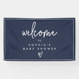 Navy Blue Minimalistisch Boho Baby Dusche Willkomm Banner