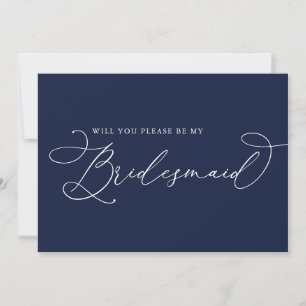 Navy Blue Minimalistisch Bridesmaid Vorschlagskart Einladung