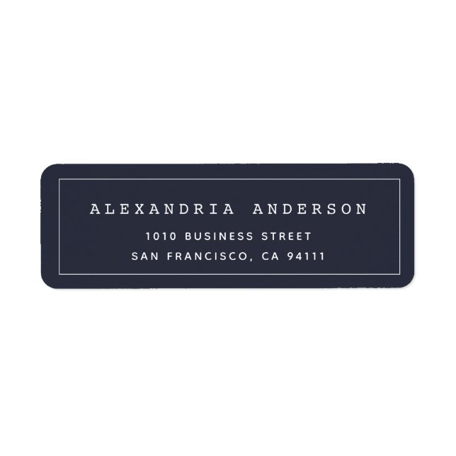 Navy Blue Minimalistisch Clean Border Address Labe (Vorne)