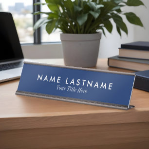 Navy Blue Minimalistisch Custom Desk Namplate Schreibtischnamensplakette