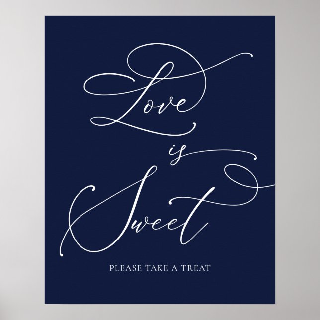 Navy Blue Minimalistisch Liebe ist Sweet Dessert B Poster (Vorne)