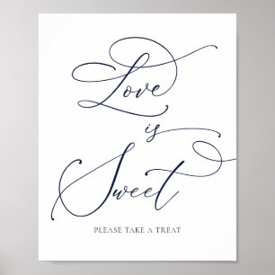 Navy Blue Minimalistisch Liebe ist Sweet Dessert B Poster