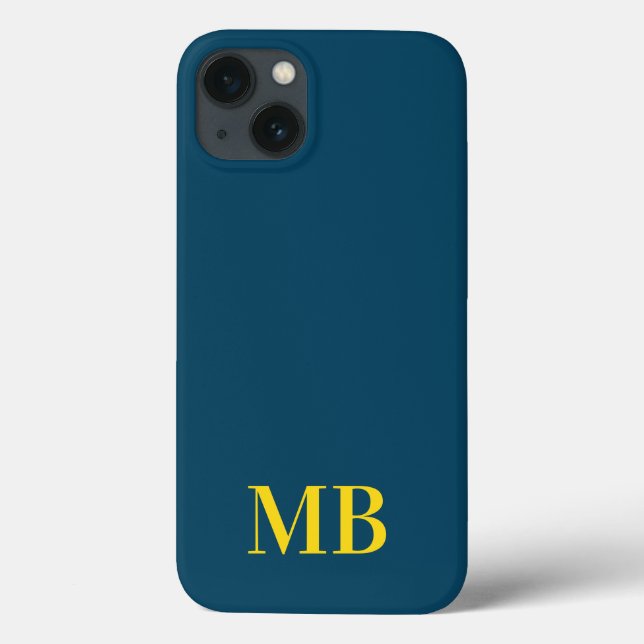 Navy Blue Minimalistisch Modern Initial Monogram Case-Mate iPhone Hülle (Rückseite)