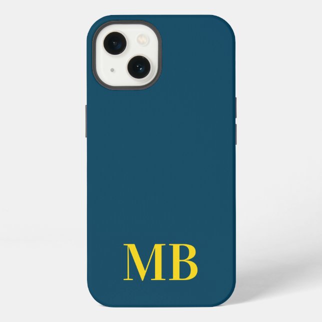 Navy Blue Minimalistisch Modern Initial Monogram iPhone Hülle (Rückseite)