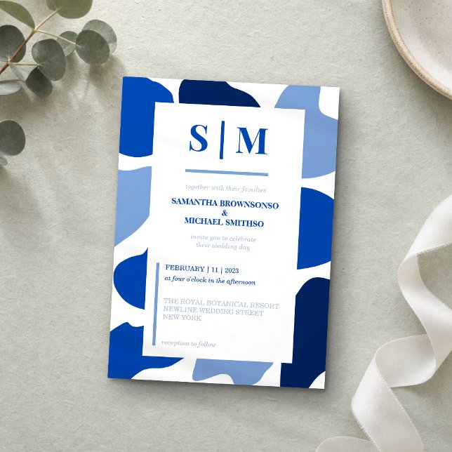 Navy Blue Minimalistisch Modern Style Wedding Einladung (Von Creator hochgeladen)