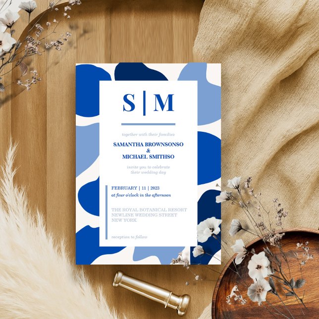 Navy Blue Minimalistisch Modern Style Wedding Einladung (Von Creator hochgeladen)
