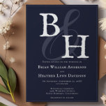 Navy Blue Minimalistisch Monogram Wedding Einladung<br><div class="desc">Mit diesem Navy Blue Minimalistisch Monogram Wedding Invitation laden Sie Ihre Gäste in elegantem, modernem Stil ein. Dieses Design, das die Initialen des Paares mit einem eleganten Ampersand verbindet, zeichnet sich durch zeitlose Einfachheit aus. Die gepflegte Gestaltung und die moderne Typografie heben die wesentlichen Details der Hochzeit hervor, während die...</div>