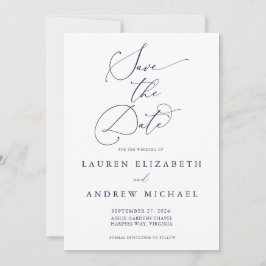 Navy Blue Minimalistisch Save the Date Einladung