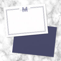 Navy Blue Minimalistisch Script Name Monogram