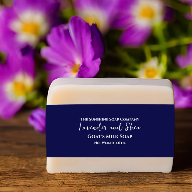 Navy Blue Minimalistisch Soap Bauchband Einladungsbanderole (Von Creator hochgeladen)