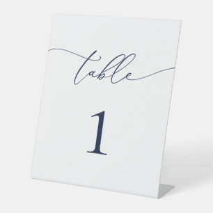 Navy Blue Minimalistisch Wedding Tischnummer Sockelschild