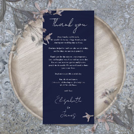 Navy Blue Minimalistisch Wedding Vielen Dank Platz Menükarte