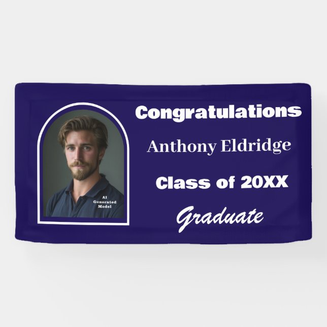 Navy-Blue minimalistischer Abschlussbanner Banner (Horizontal)