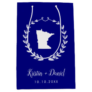 Navy Blue Minnesota Map Wedding Welcome Swag Mittlere Geschenktüte