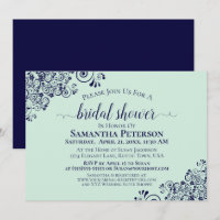 Navy Blue & Mint Green Elegantes Spitzen-Brautpart
