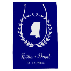 Navy Blue Mississippi Map Wedding Welcome Swag Mittlere Geschenktüte