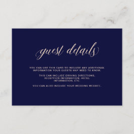Navy Blue mit Blush Typografie | Gästedaten Begleitkarte