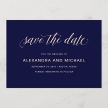 Navy Blue mit Blush Typografie | SAVE THE DATE