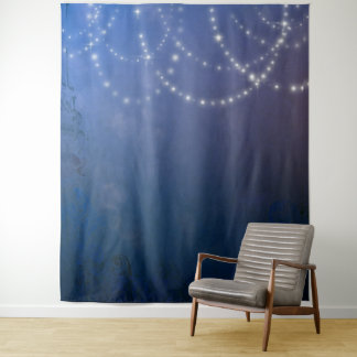 Navy Blue mit Fairy Lights Foto Tapestry Wandteppich