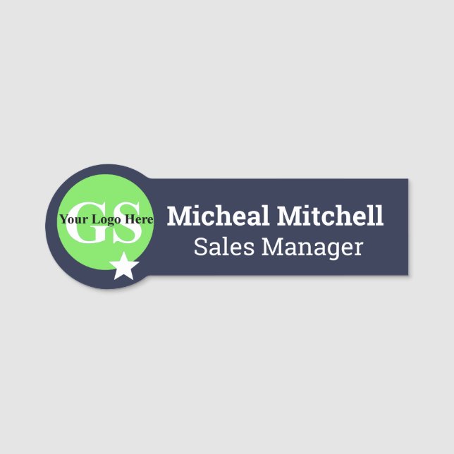 Navy Blue mit Logo-Business-Mitarbeiter-Tag Namensschild (Vorderseite)