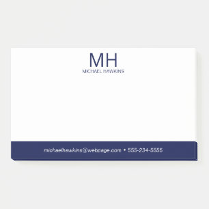 Navy Blue Mit Monogramm Men Post-it Klebezettel