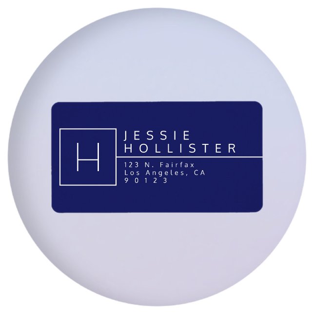 Navy Blue Mit Monogramm Rücksendeadresse Adressaufkleber (Von Creator hochgeladen)