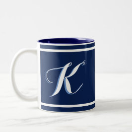Navy Blue Mit Monogramm Zwei-Tone-Kaffee-Tasse Zweifarbige Tasse