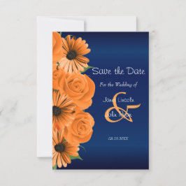 Navy Blue mit Orange-Rose - Save the Date