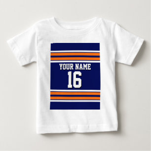Navy Blue mit Orange White Stripes Team Jersey Baby T-shirt