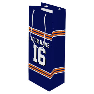 Navy Blue mit Orange White Stripes Team Jersey Geschenktüte Für Weinflaschen