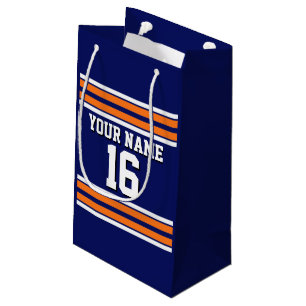 Navy Blue mit Orange White Stripes Team Jersey Kleine Geschenktüte