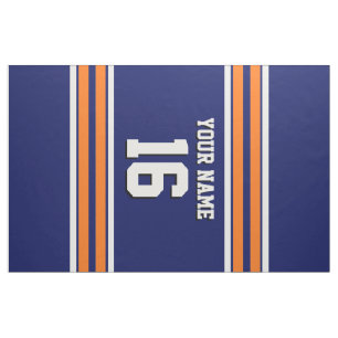 Navy Blue mit Orange White Stripes Team Jersey Stoff