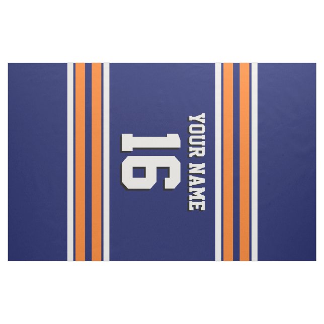 Navy Blue mit Orange White Stripes Team Jersey Stoff (Yard (91,4 cm))