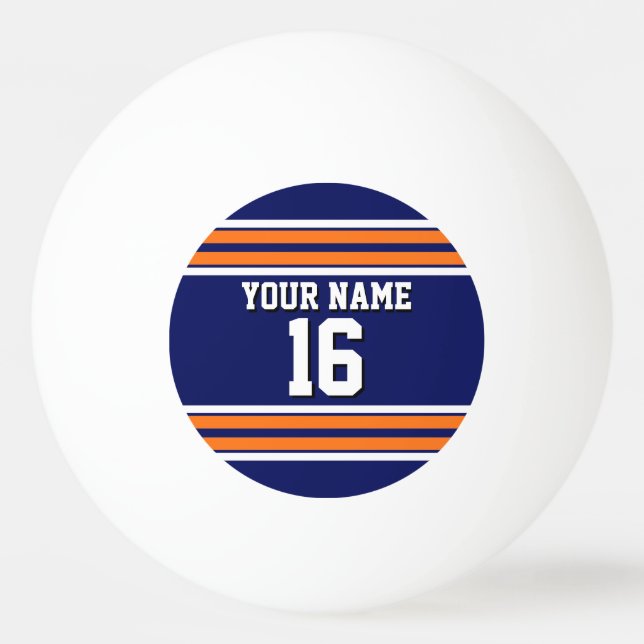 Navy Blue mit Orange White Stripes Team Jersey Tischtennisball (Vorderseite)