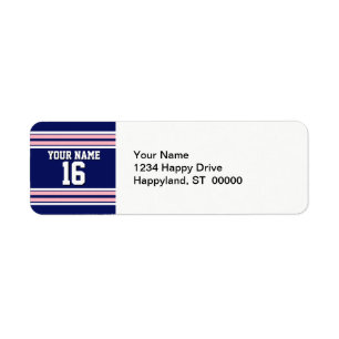 Navy Blue mit Pink White Stripes Team Jersey