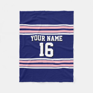 Navy Blue mit Pink White Stripes Team Jersey Fleecedecke