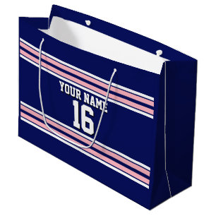Navy Blue mit Pink White Stripes Team Jersey Große Geschenktüte