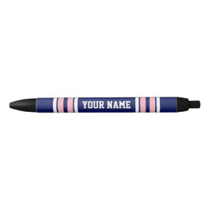Navy Blue mit Pink White Stripes Team Jersey Kugelschreiber