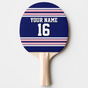 Navy Blue mit Pink White Stripes Team Jersey Tischtennis Schläger