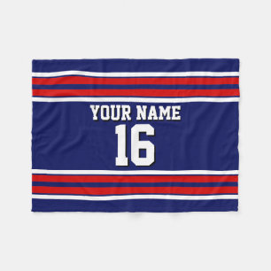 Navy Blue mit Red White Stripes Team Jersey Fleecedecke