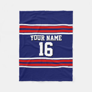 Navy Blue mit Red White Stripes Team Jersey Fleecedecke