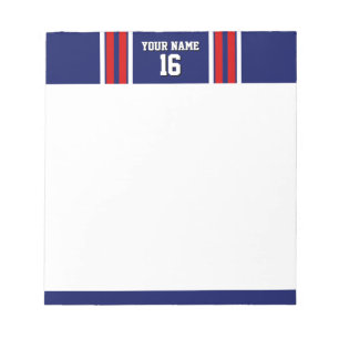 Navy Blue mit Red White Stripes Team Jersey Notizblock