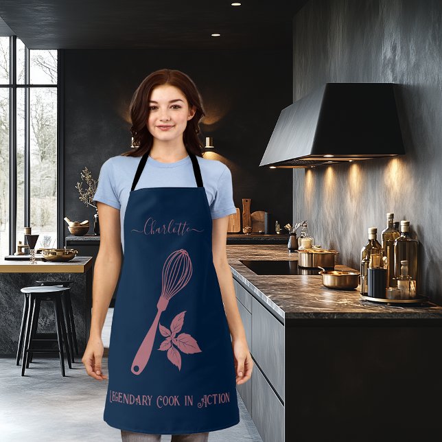 Navy Blue mit Rose Gold Whisk und Herb Design Schürze (Von Creator hochgeladen)