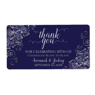 Navy Blue mit Silver Lace Budget Gastgeschenk Hoch