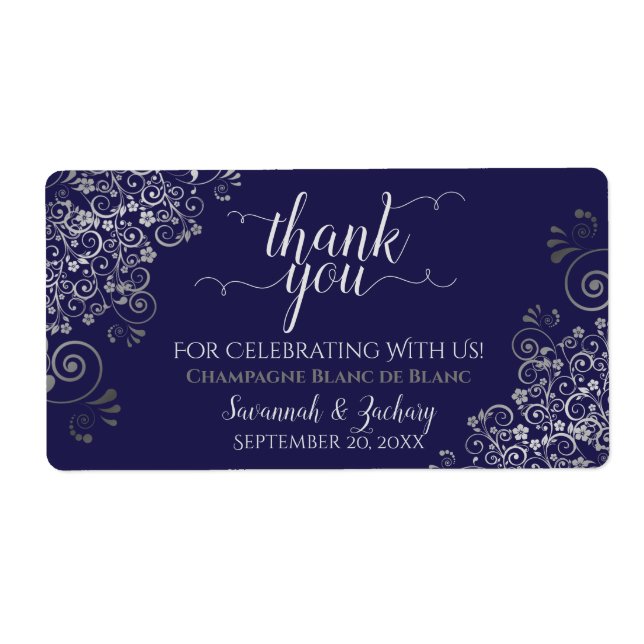Navy Blue mit Silver Lace Budget Gastgeschenk Hoch (Vorne)