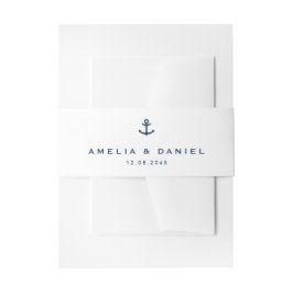 Navy Blue Modern Anchor Nautical Wedding Einladungsbanderole