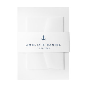 Navy Blue Modern Anchor Nautical Wedding Einladungsbanderole