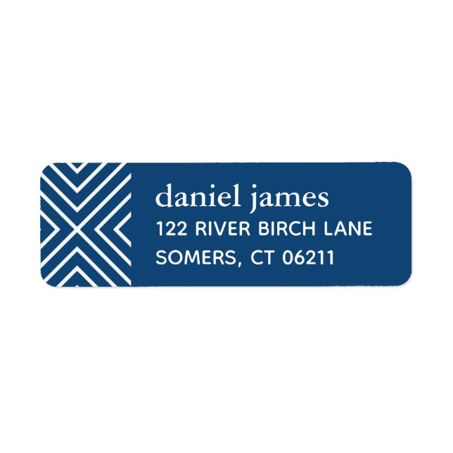 Navy Blue Modern Bar Mitzvah Address Label (Vorne)