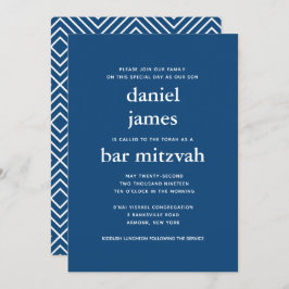 Navy Blue Modern Bar Mitzvah II Einladung